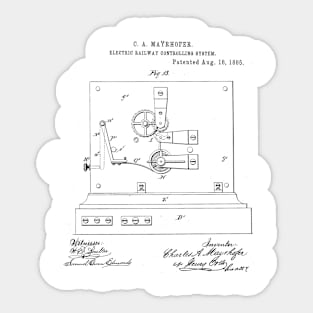 Electric Railway Controlling System Vintage Retro Patent Hand Drawing Funny Novelty Gift Sticker